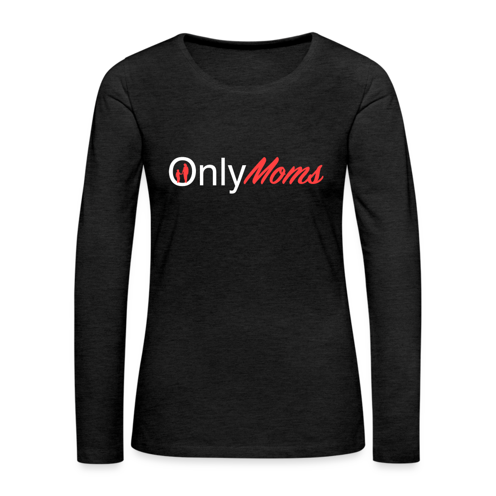 OnlyMoms - Premium Long Sleeve T-Shirt (White & Pink) - charcoal grey