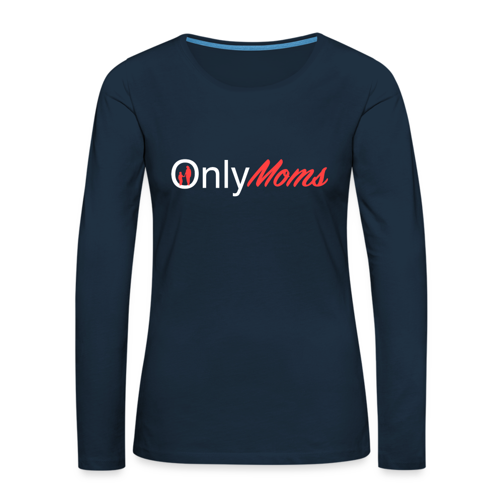 OnlyMoms - Premium Long Sleeve T-Shirt (White & Pink) - deep navy