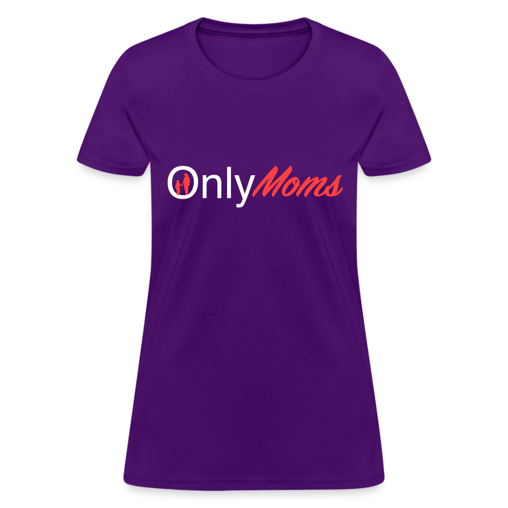 OnlyMoms - Women's T-Shirt (White & Pink) - purple