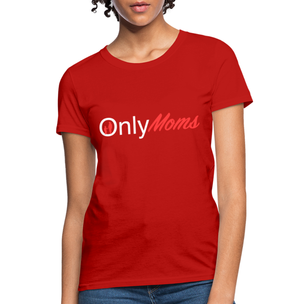 OnlyMoms - Women's T-Shirt (White & Pink) - red