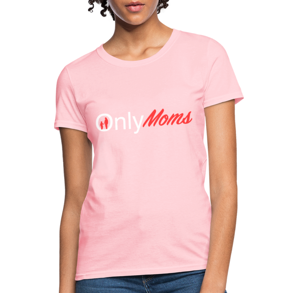 OnlyMoms - Women's T-Shirt (White & Pink) - pink