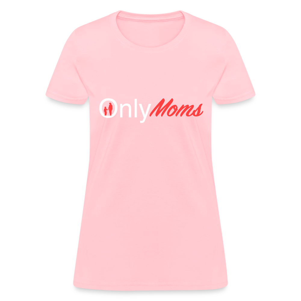 OnlyMoms - Women's T-Shirt (White & Pink) - pink
