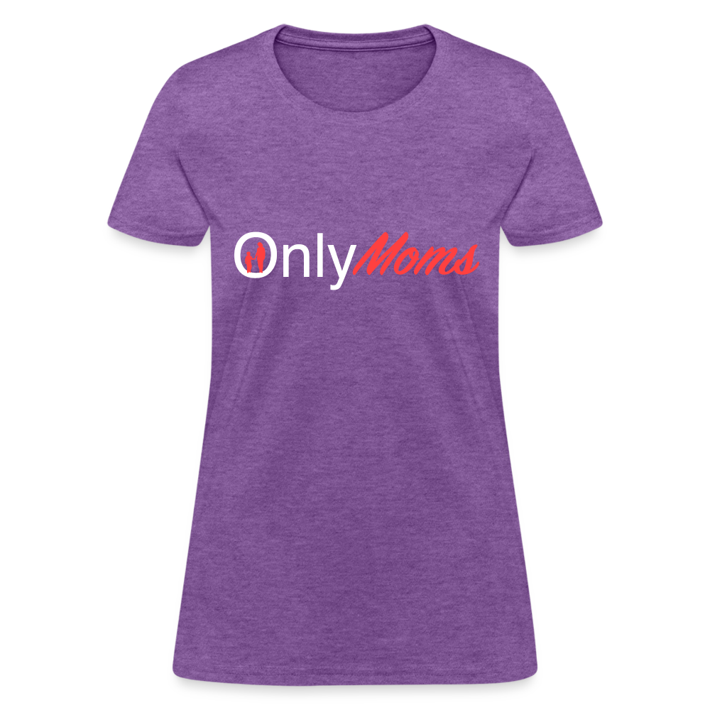 OnlyMoms - Women's T-Shirt (White & Pink) - purple heather