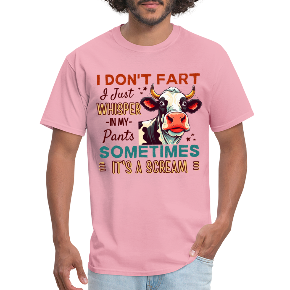 Funny Cow says I Don't Fart I Just Whisper in My Pants T-Shirt - pink