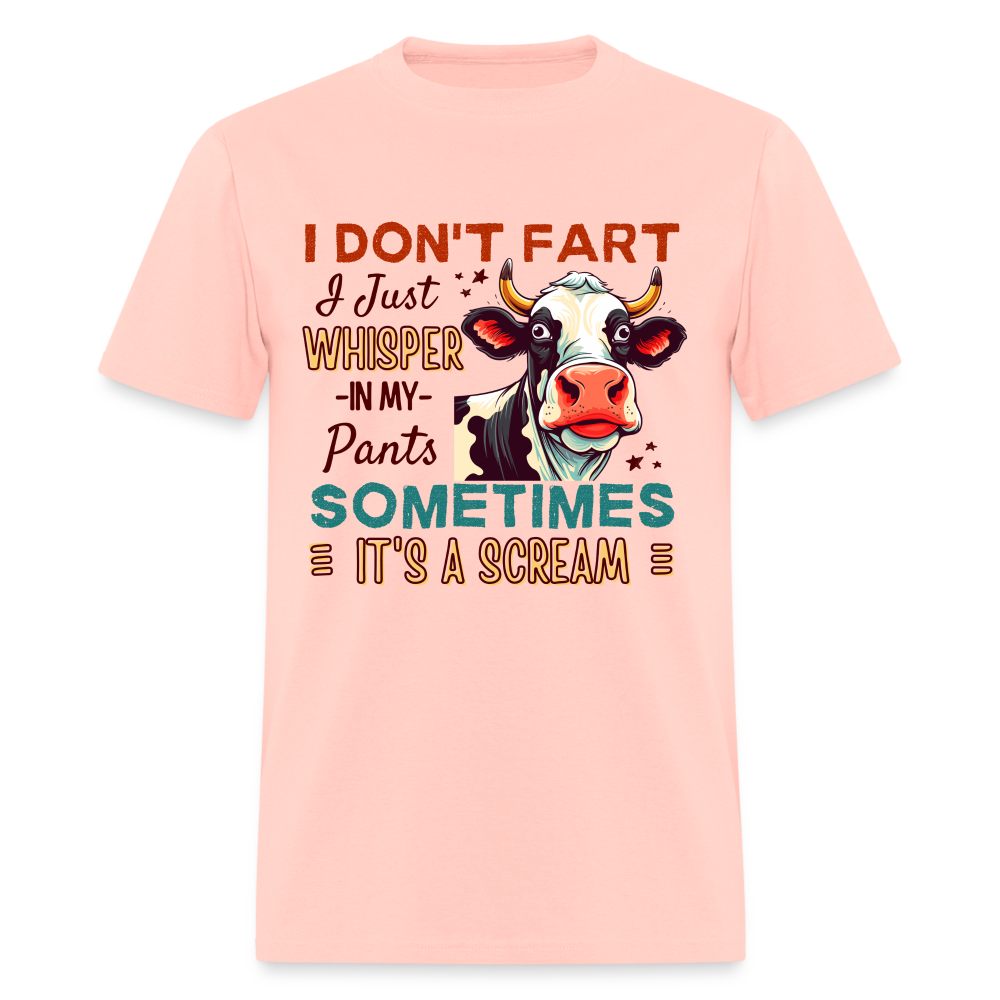 Funny Cow says I Don't Fart I Just Whisper in My Pants T-Shirt - blush pink 