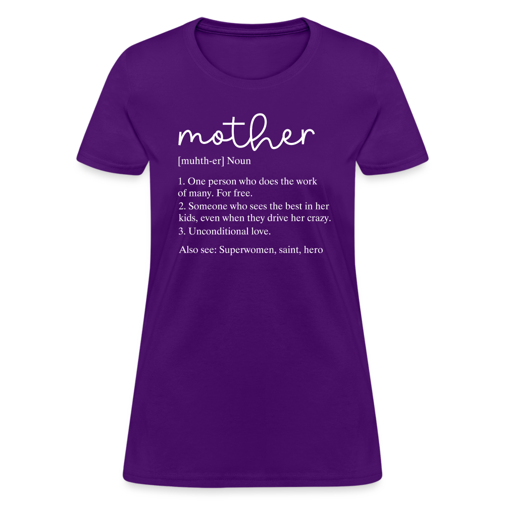 Definition of Mother Countured T-Shirt (White Letters) - purple