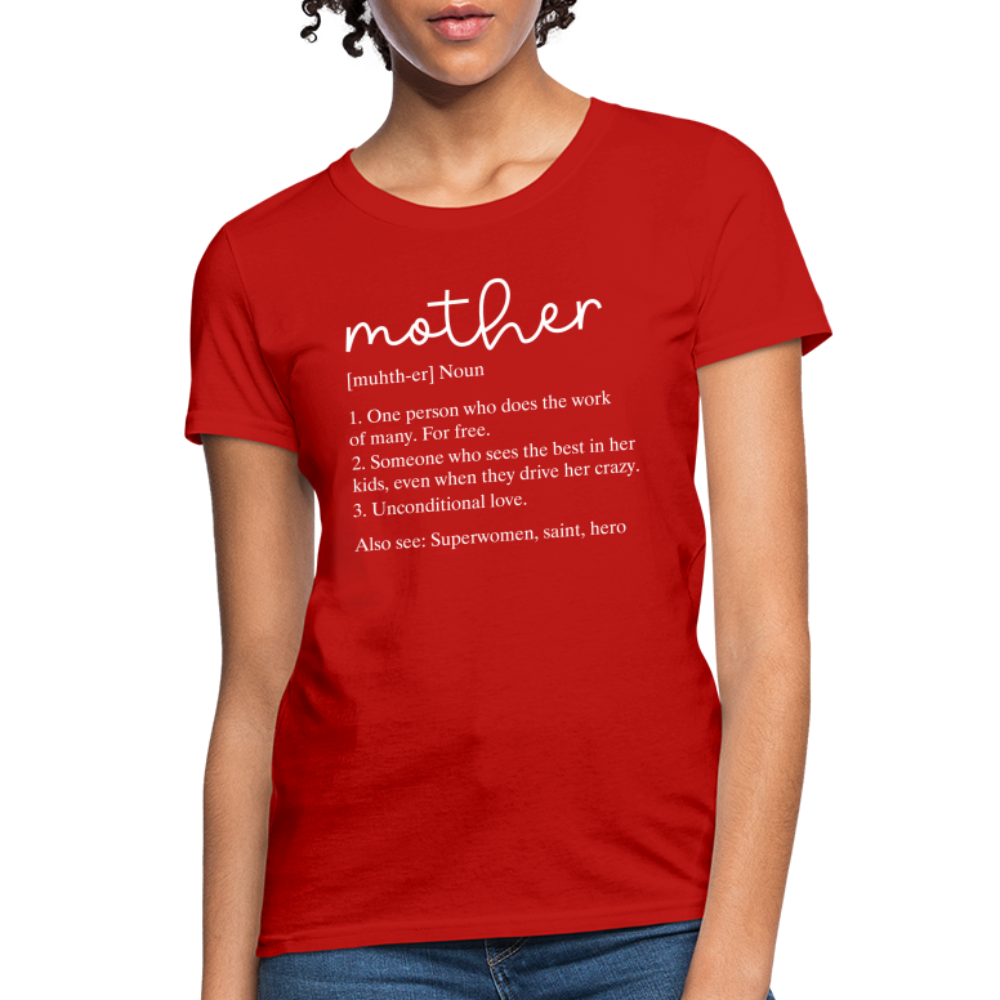 Definition of Mother Countured T-Shirt (White Letters) - red