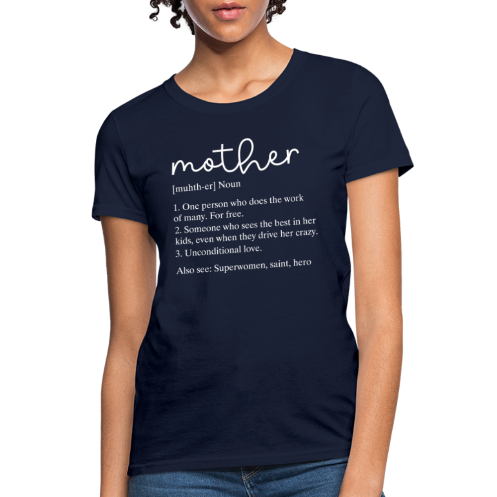 Definition of Mother Countured T-Shirt (White Letters) - navy