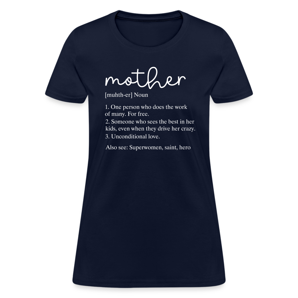 Definition of Mother Countured T-Shirt (White Letters) - navy