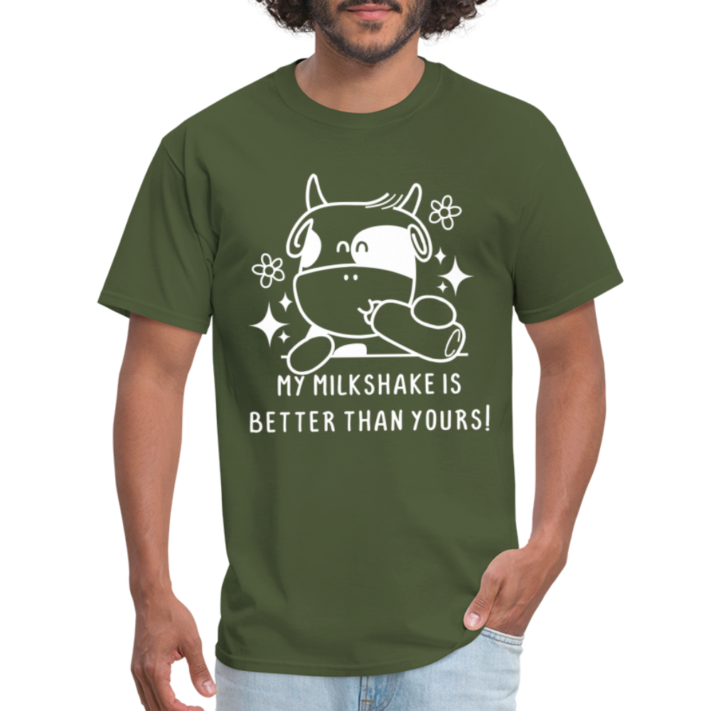My Milkshake is Better Than Yours T-Shirt (Funny Cow) - military green