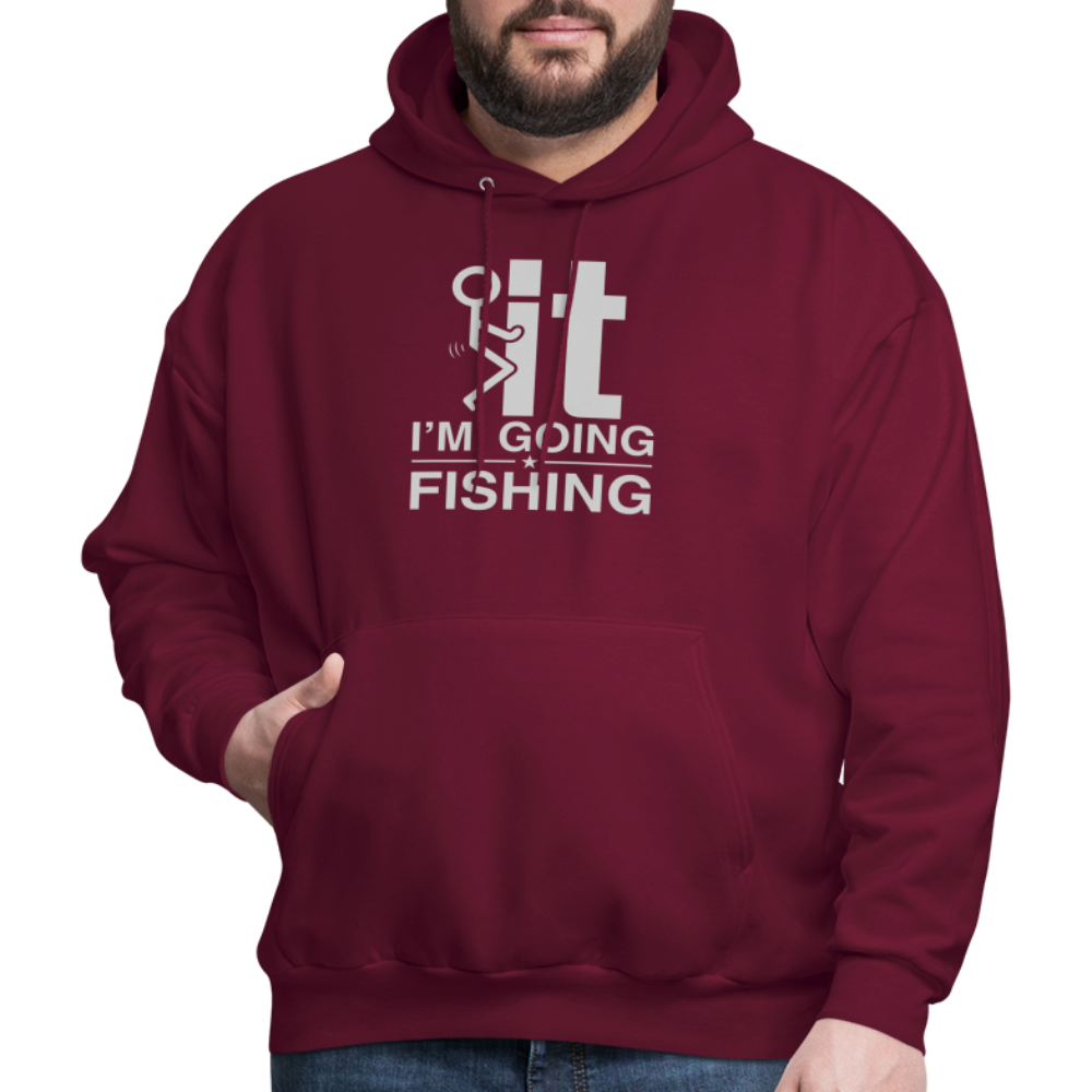 F It I'm Going Fishing Hoodie - burgundy