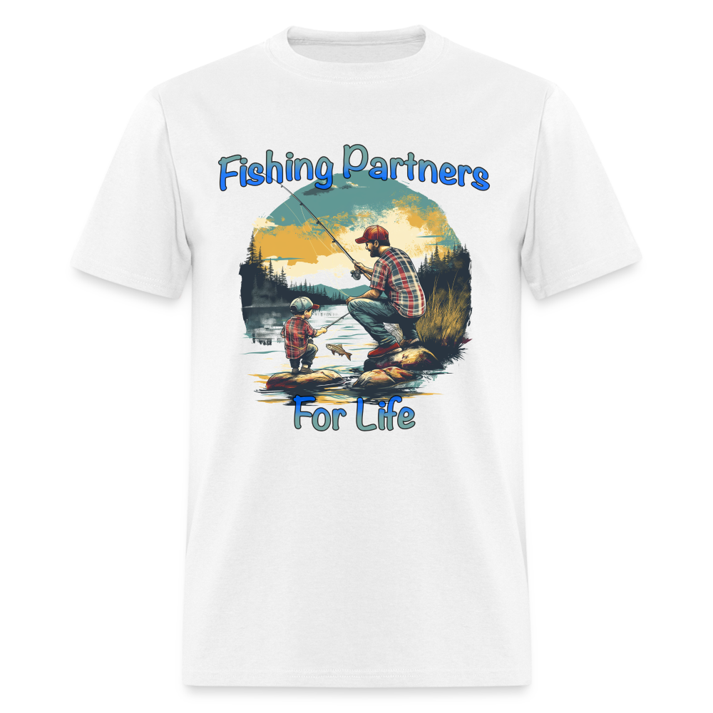 Father and Son Fishing Partners for Life T-Shirt - white