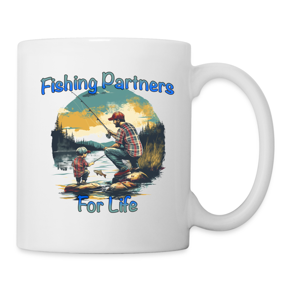 Father and Son Fishing Partners for Life Coffee Mug - white