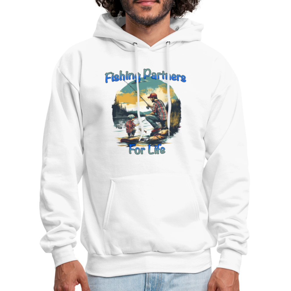 Father and Son Fishing Partners for Life Hoodie - white