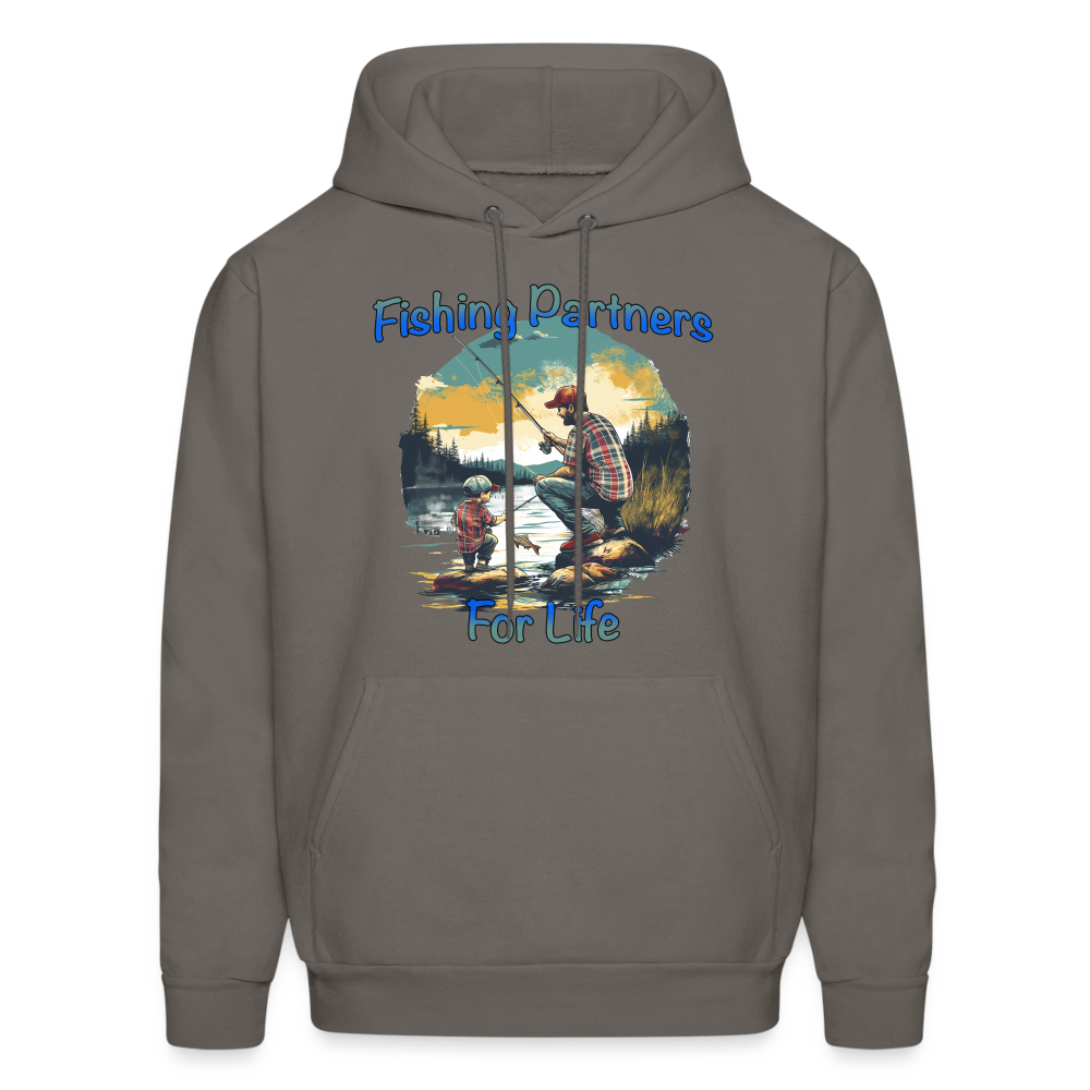 Father and Son Fishing Partners for Life Hoodie - asphalt gray