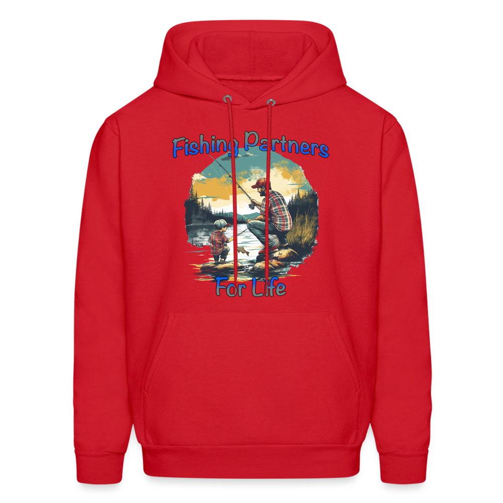 Father and Son Fishing Partners for Life Hoodie - red