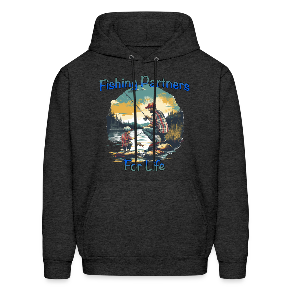 Father and Son Fishing Partners for Life Hoodie - charcoal grey