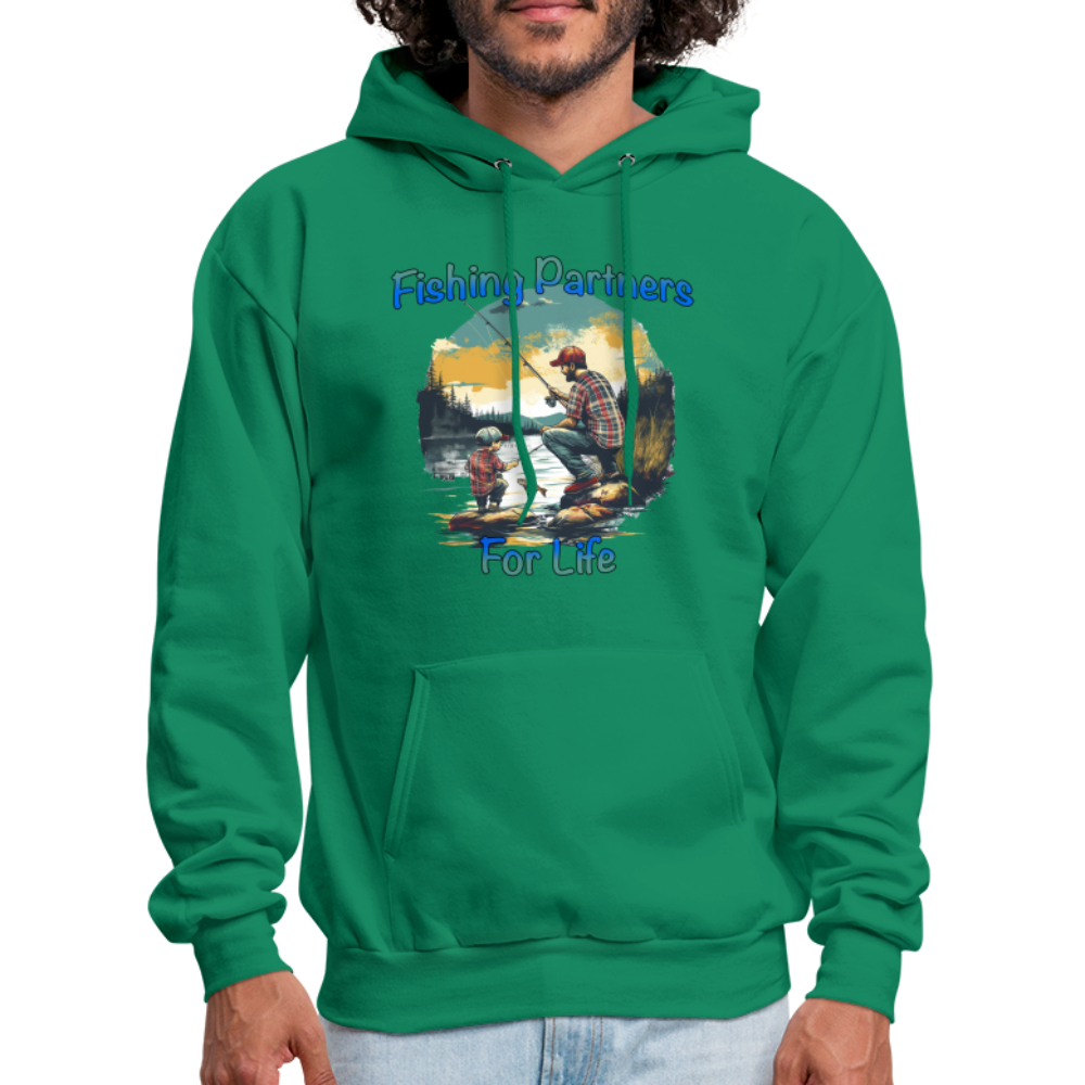 Father and Son Fishing Partners for Life Hoodie - kelly green