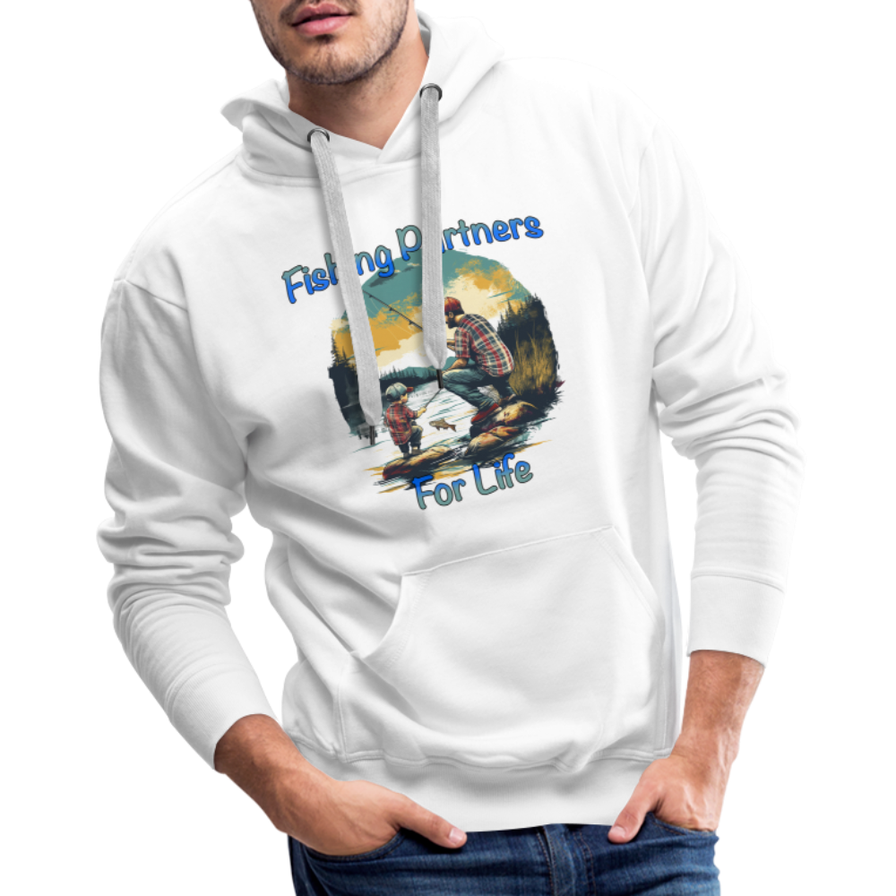 Father and Son Fishing Partners for Life Men’s Premium Hoodie - white