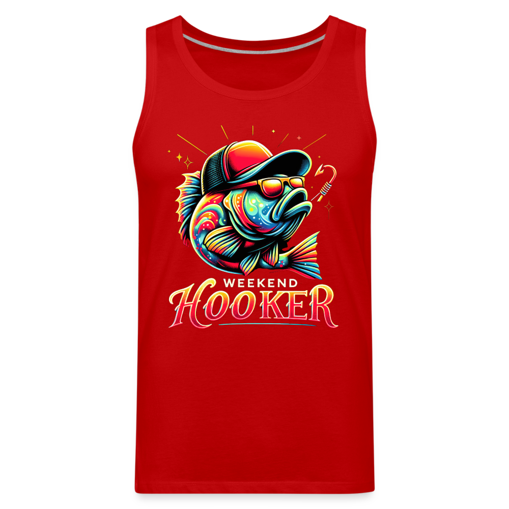 Weekend Hooker Men’s Premium Tank Top (Fishing) - red