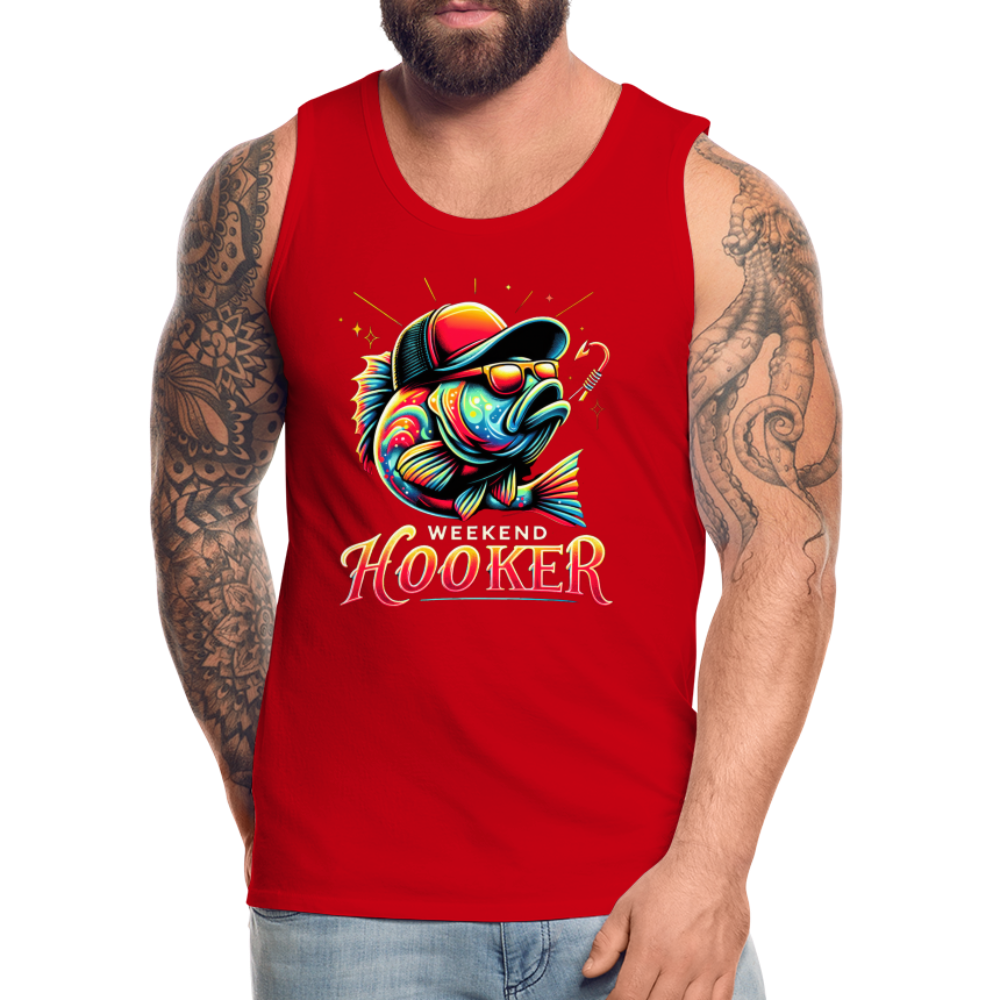 Weekend Hooker Men’s Premium Tank Top (Fishing) - red