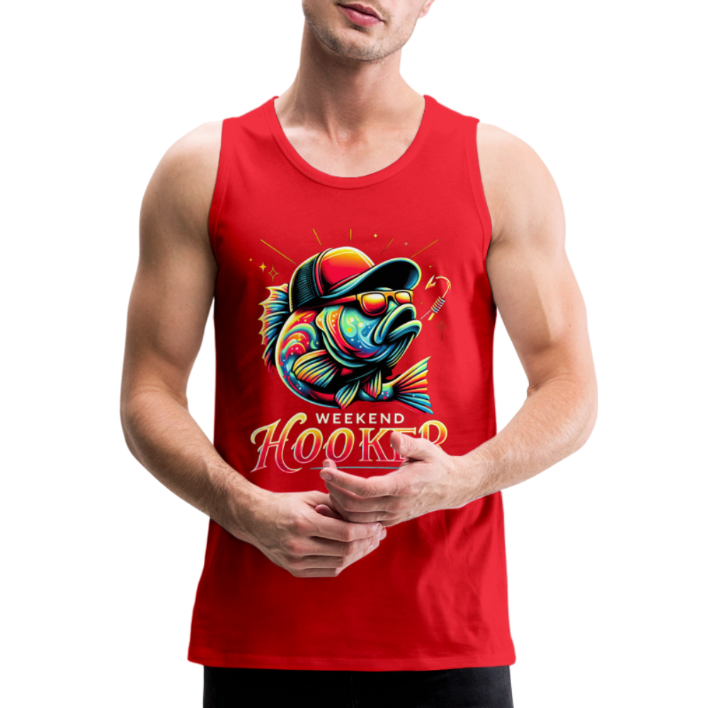 Weekend Hooker Men’s Premium Tank Top (Fishing) - red