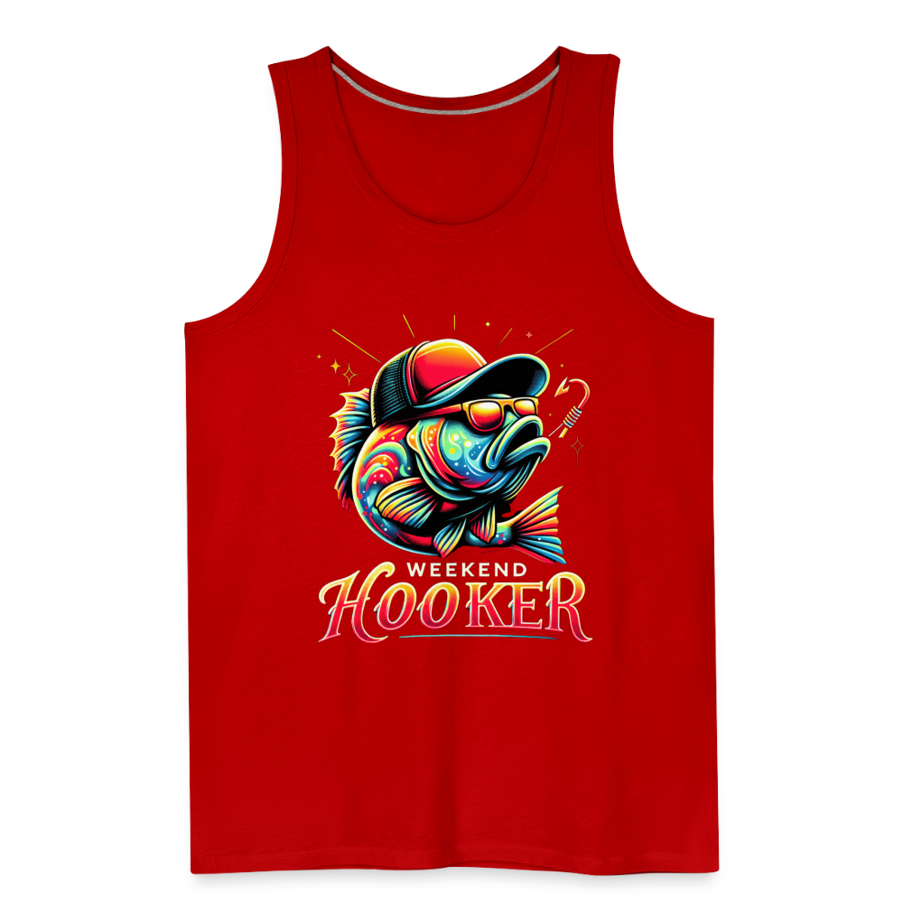 Weekend Hooker Men’s Premium Tank Top (Fishing) - red