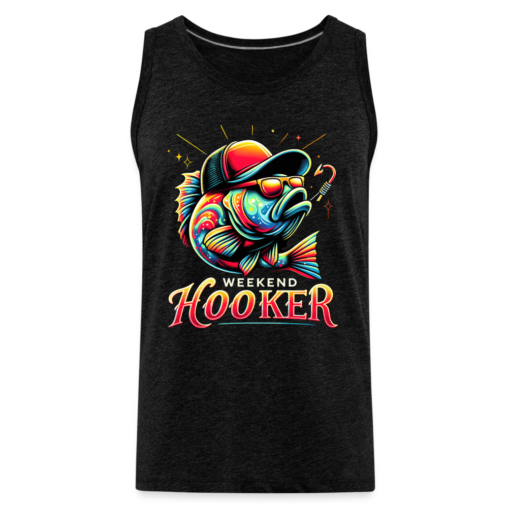 Weekend Hooker Men’s Premium Tank Top (Fishing) - charcoal grey