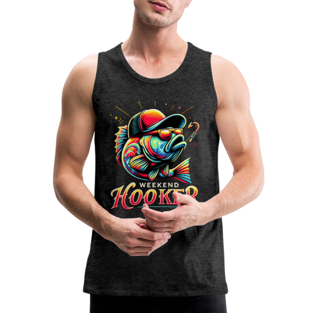 Weekend Hooker Men’s Premium Tank Top (Fishing) - charcoal grey