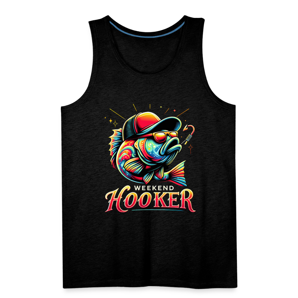 Weekend Hooker Men’s Premium Tank Top (Fishing) - charcoal grey