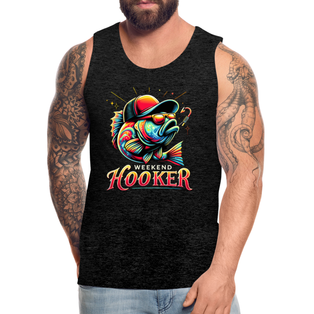 Weekend Hooker Men’s Premium Tank Top (Fishing) - charcoal grey