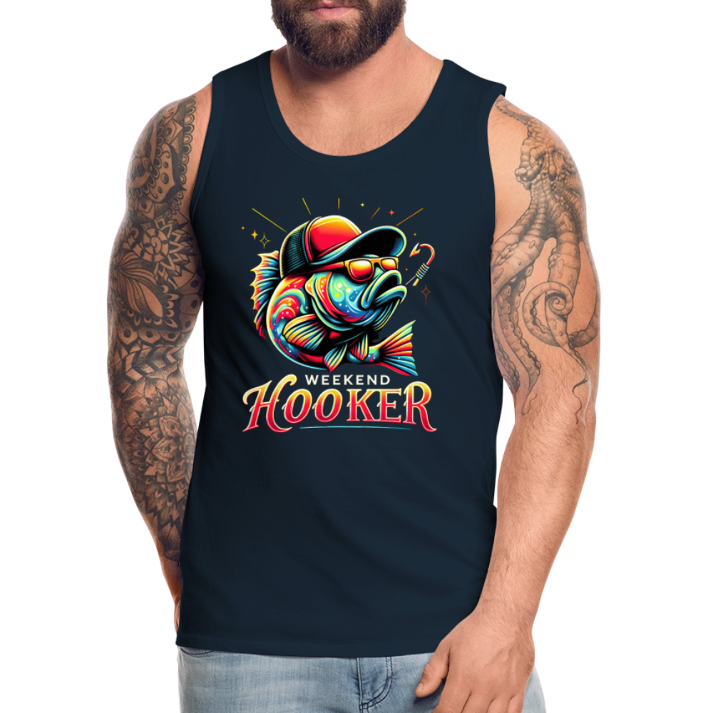 Weekend Hooker Men’s Premium Tank Top (Fishing) - deep navy