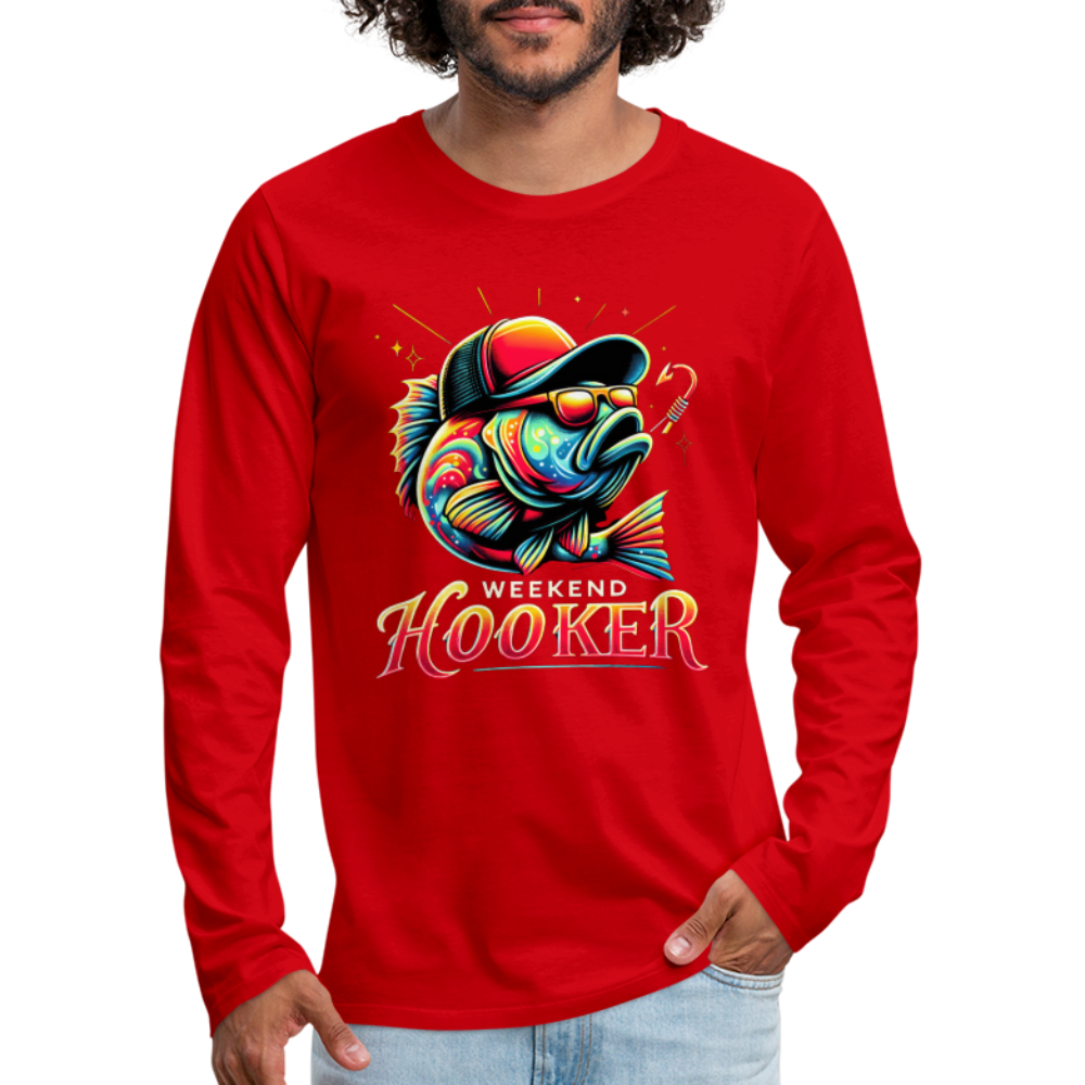 Weekend Hooker Men's Premium Long Sleeve T-Shirt (Fishing) - red