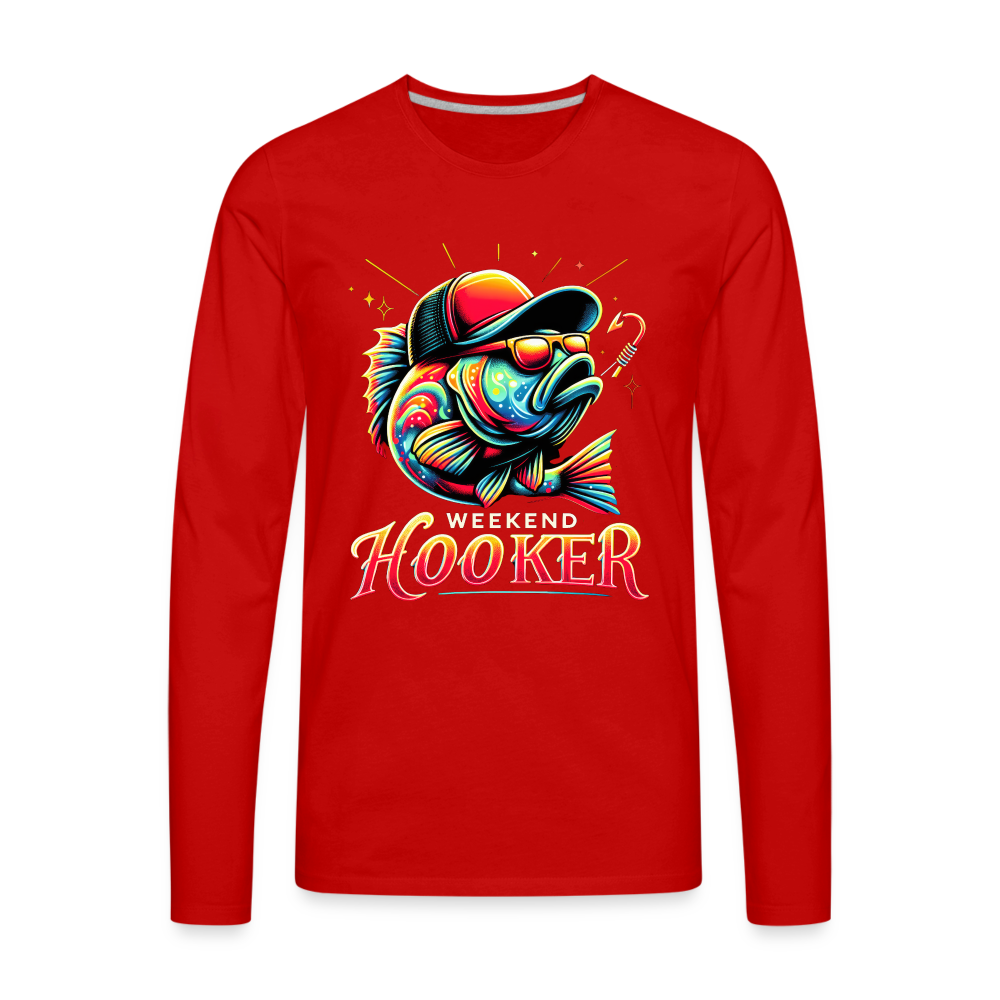 Weekend Hooker Men's Premium Long Sleeve T-Shirt (Fishing) - red