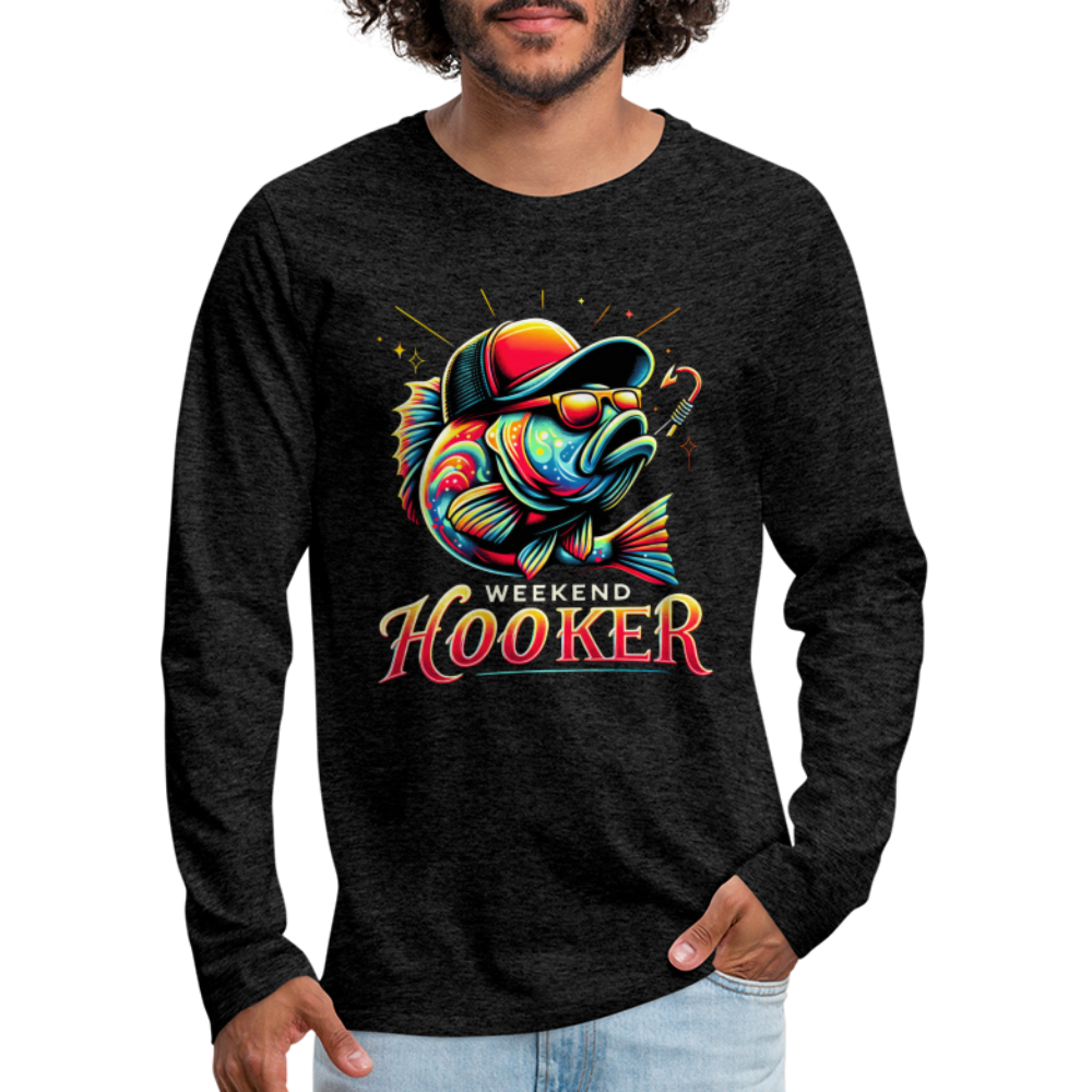 Weekend Hooker Men's Premium Long Sleeve T-Shirt (Fishing) - charcoal grey