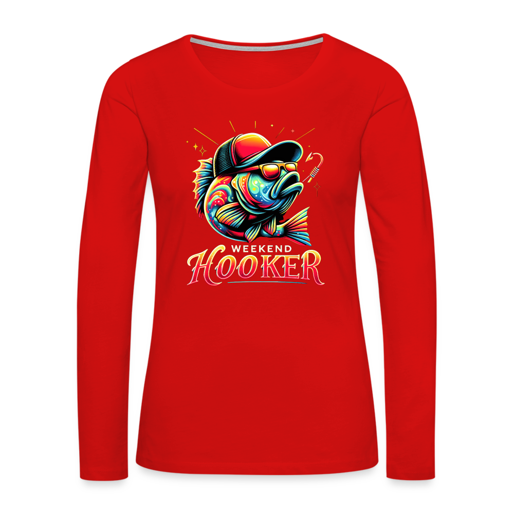 Weekend Hooker Women's Premium Long Sleeve T-Shirt (Fishing) - red