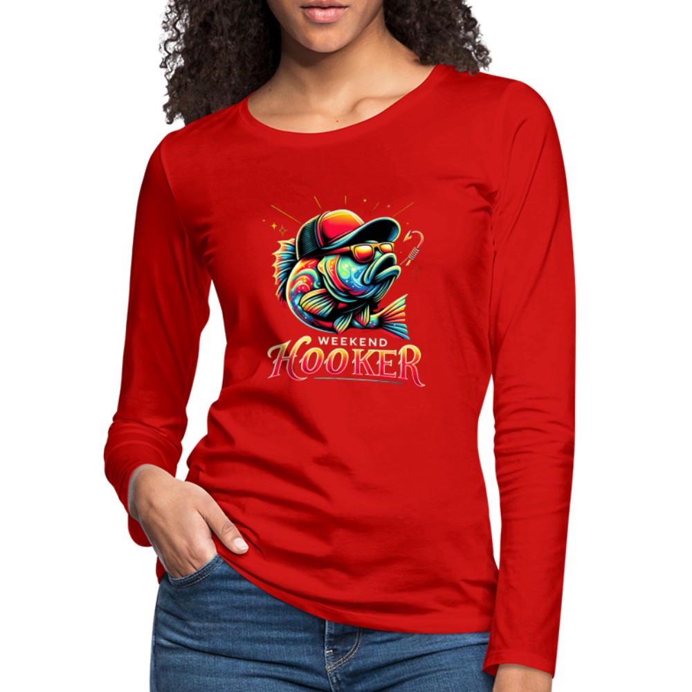 Weekend Hooker Women's Premium Long Sleeve T-Shirt (Fishing) - red