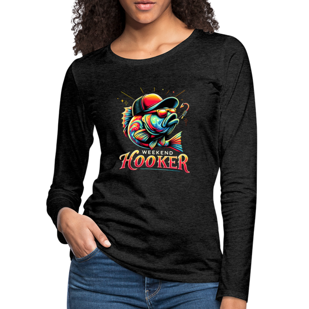 Weekend Hooker Women's Premium Long Sleeve T-Shirt (Fishing) - charcoal grey