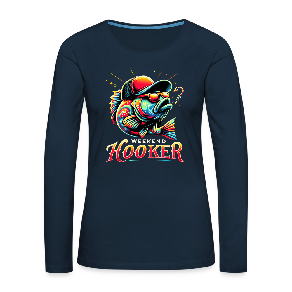 Weekend Hooker Women's Premium Long Sleeve T-Shirt (Fishing) - deep navy