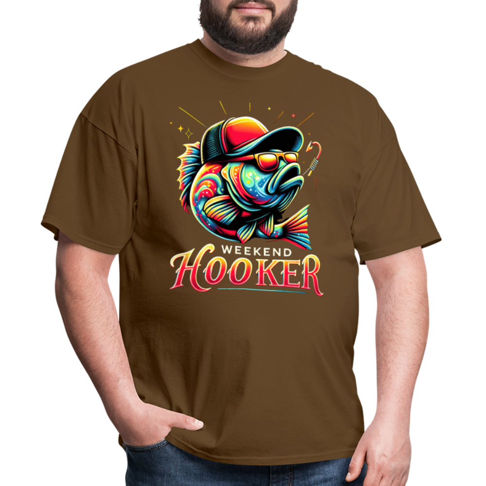 Weekend Hooker T-Shirt (Fishing) - brown