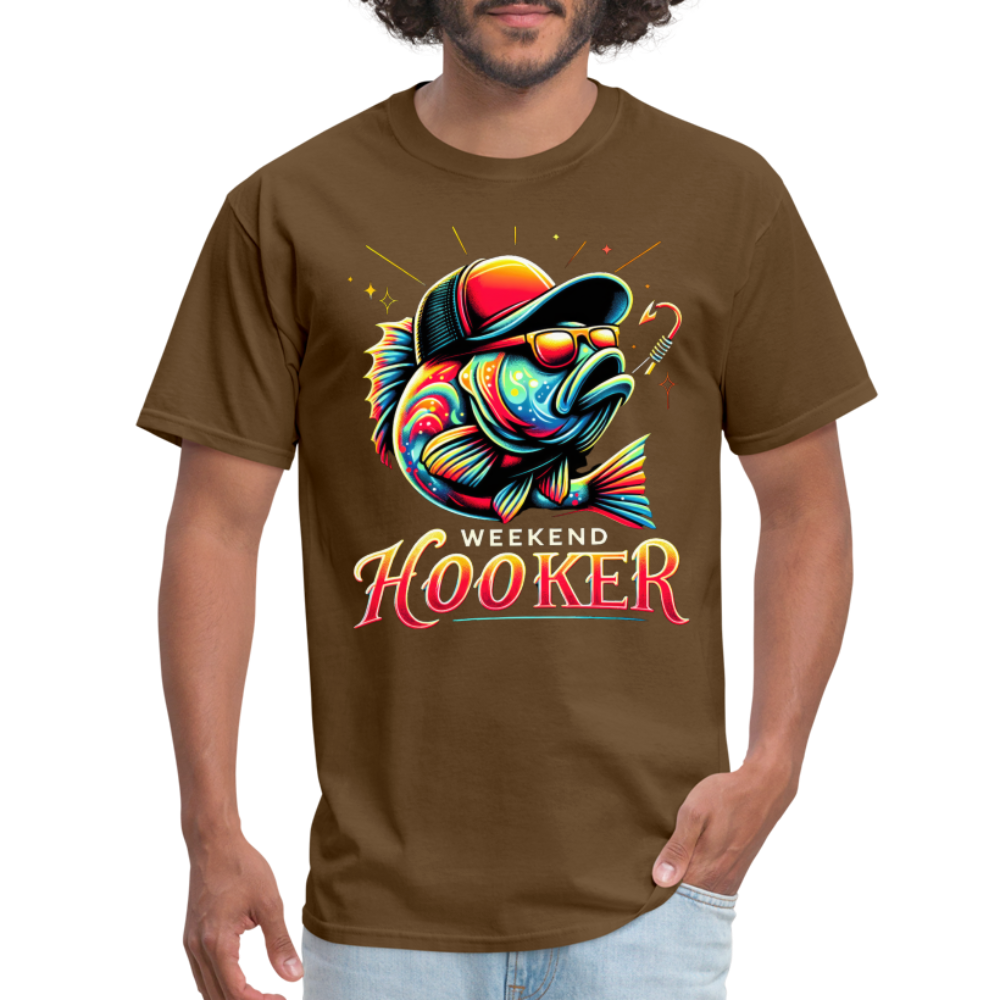 Weekend Hooker T-Shirt (Fishing) - brown