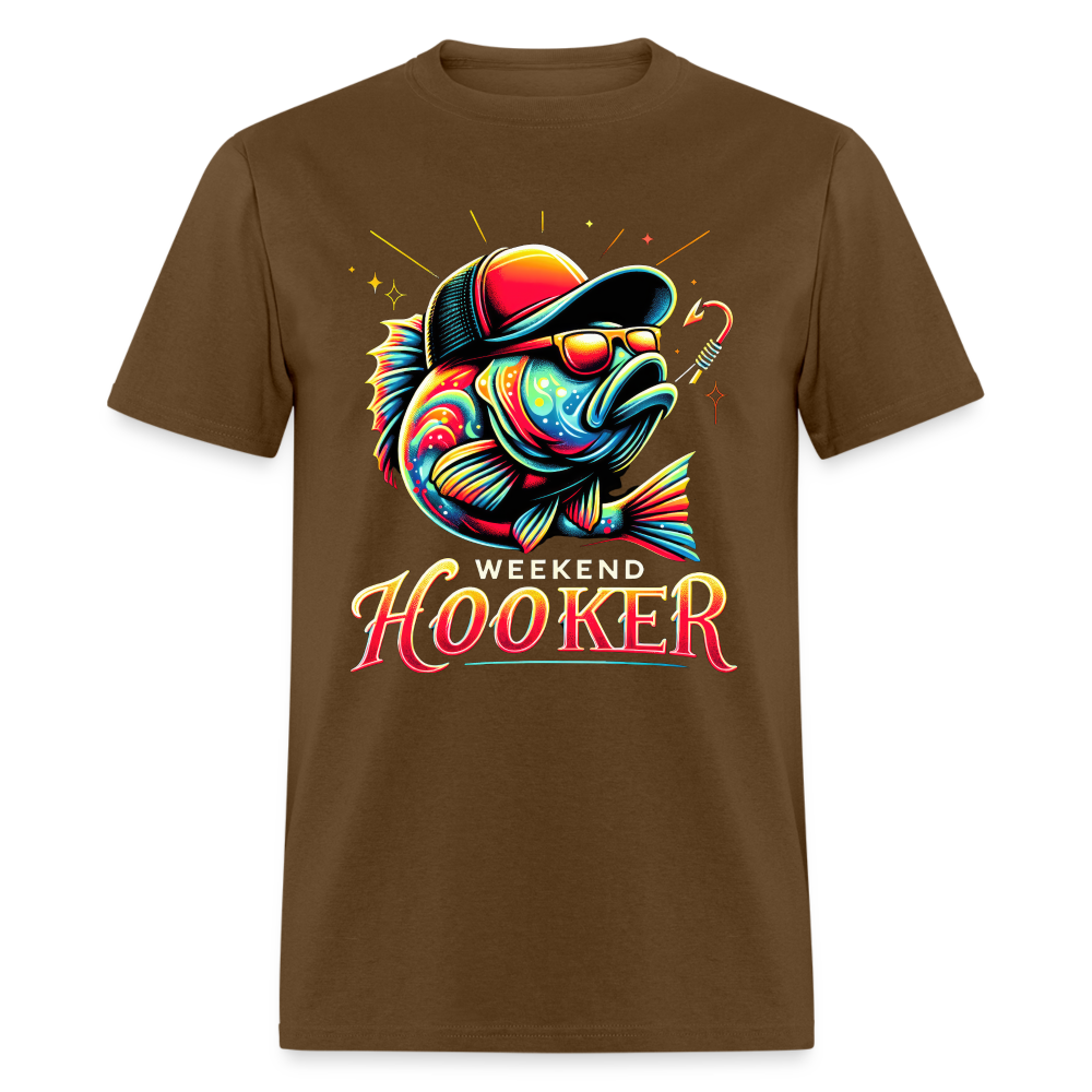 Weekend Hooker T-Shirt (Fishing) - brown