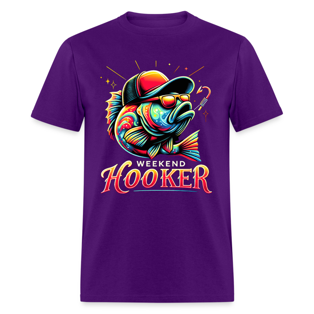 Weekend Hooker T-Shirt (Fishing) - purple