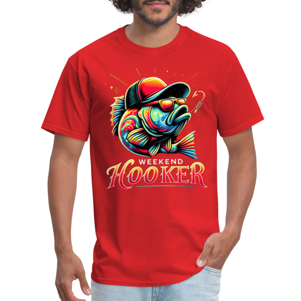 Weekend Hooker T-Shirt (Fishing) - red