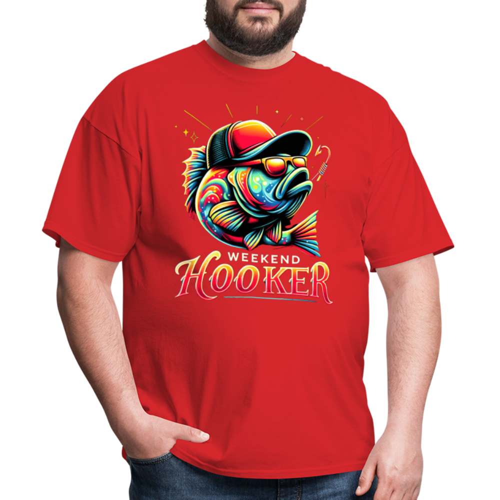 Weekend Hooker T-Shirt (Fishing) - red