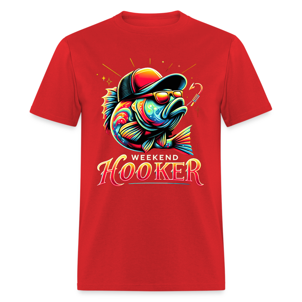 Weekend Hooker T-Shirt (Fishing) - red