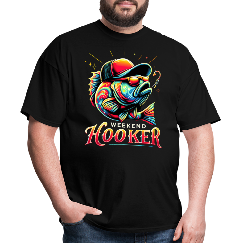 Weekend Hooker T-Shirt (Fishing) - black