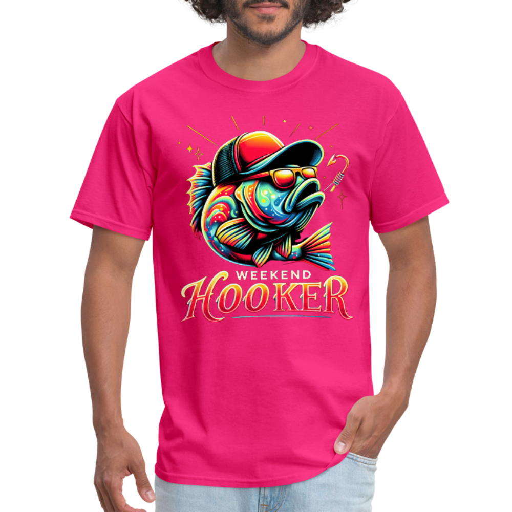 Weekend Hooker T-Shirt (Fishing) - fuchsia