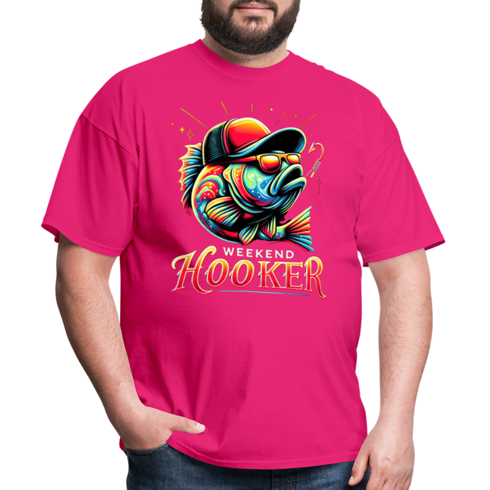 Weekend Hooker T-Shirt (Fishing) - fuchsia