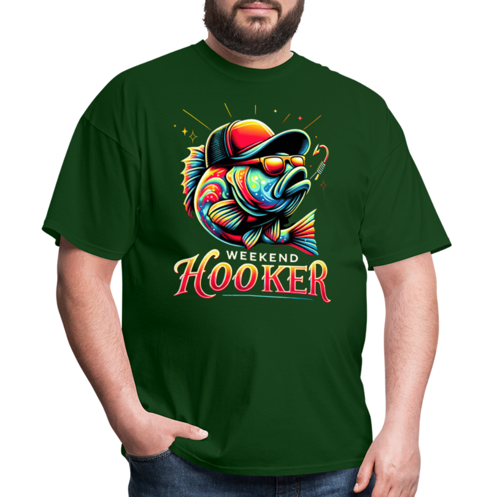 Weekend Hooker T-Shirt (Fishing) - forest green